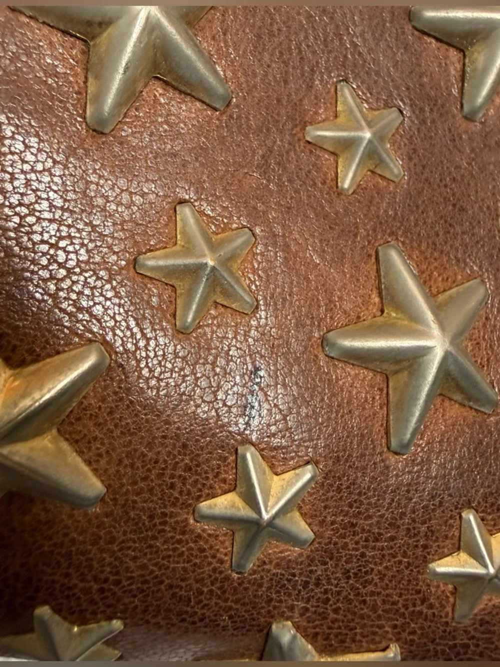 Jimmy Choo Brown Leather Star Stud Zip Around Wallet Italy